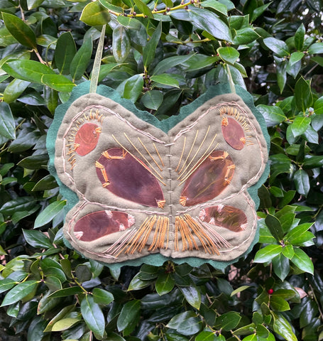 Embroidered Copper & Cotton Moth Ornament