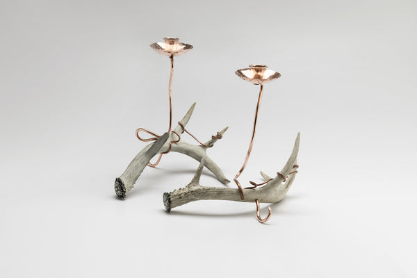 Copper Candelabra with Antler