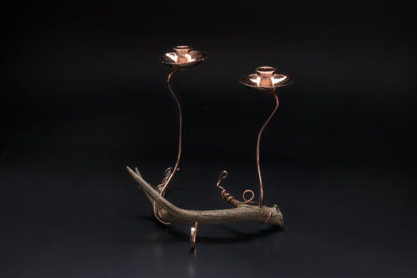 Copper Candelabra with Antler