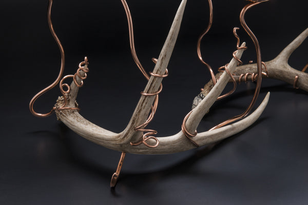 Copper Candelabra with Antler