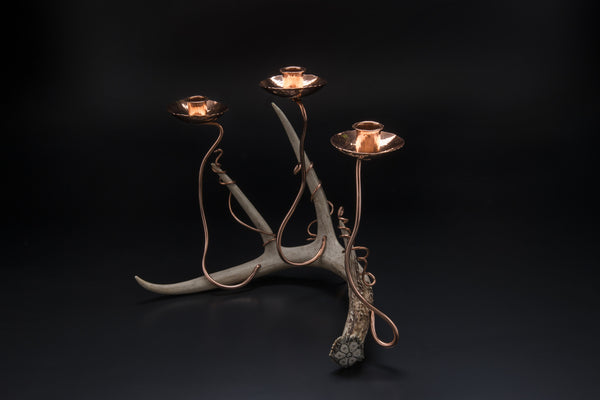 Copper Candelabra with Antler