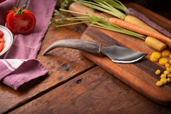 Copper Fuller Cheese Knife with Antler Point