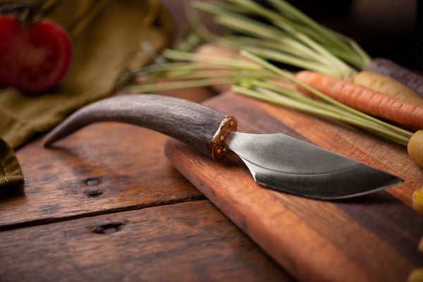 Copper Fuller Cheese Knife with Antler Point