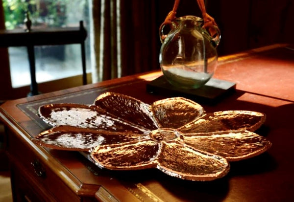 Copper Vegetable Flower Tray with Bowl