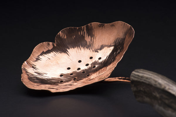 Copper Ginkgo Large Pierced Spoon