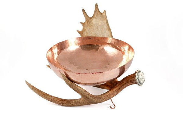 Copper Bowl with Moose Antler Stand