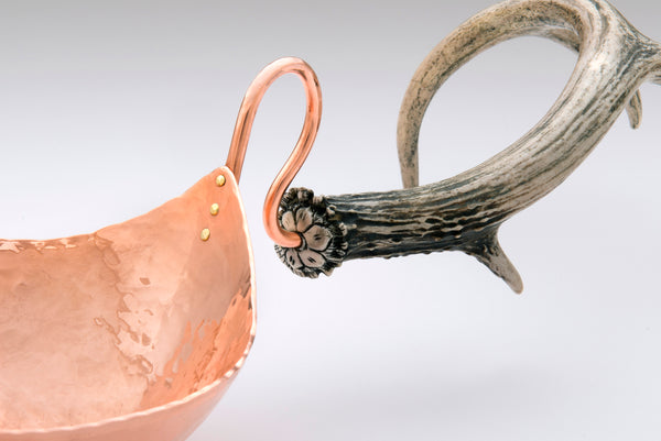 Copper Nut Bowl with Antler Handle