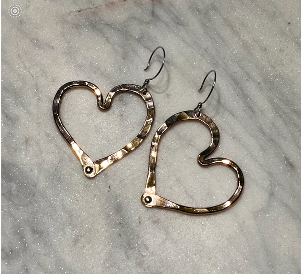 Hammered 2025 heart earrings