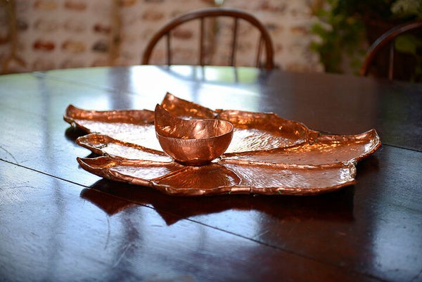 Elongated Natural Flower Tray with Bowl