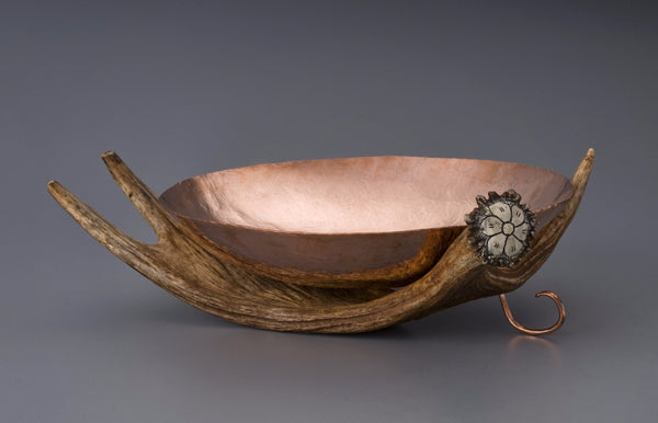 Copper Bowl with Moose Antler Stand