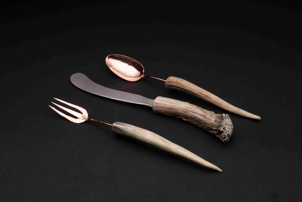 Copper Flatware Set with Antler