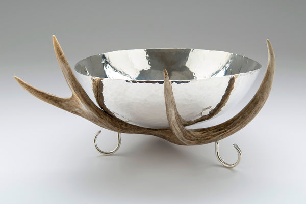 Silver Bowl with Antler Stand