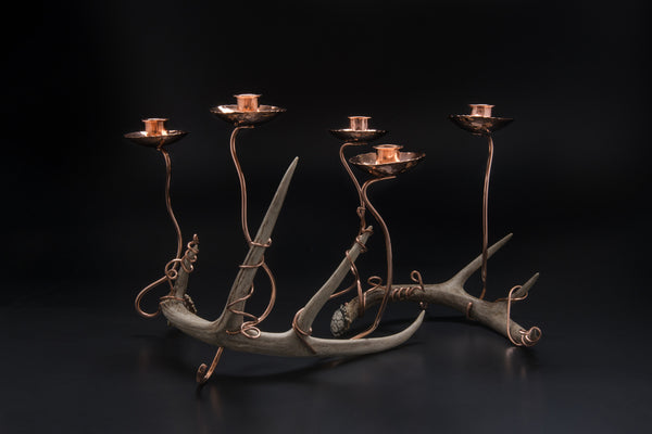 Copper Candelabra with Antler