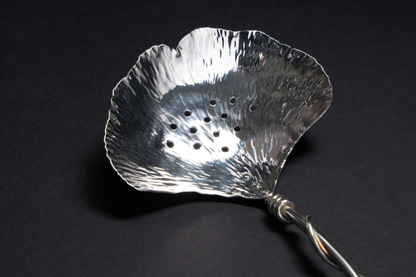 Silver Ginkgo Large Pierced Spoon