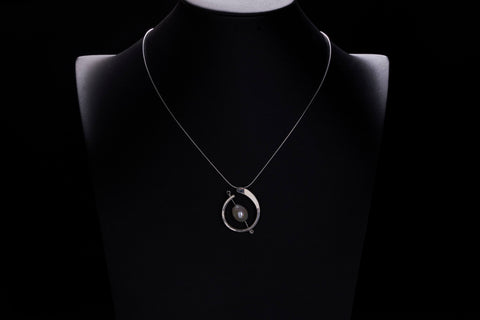 Silver Abstract Pearl Pendant