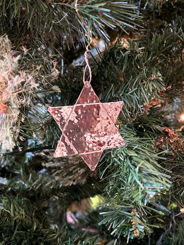 Copper Star of David Silhouette with Lines Ornament