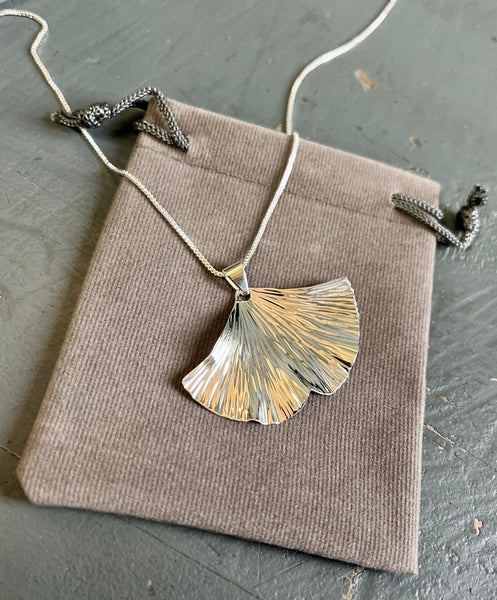 Sterling Silver Ginkgo Pendant