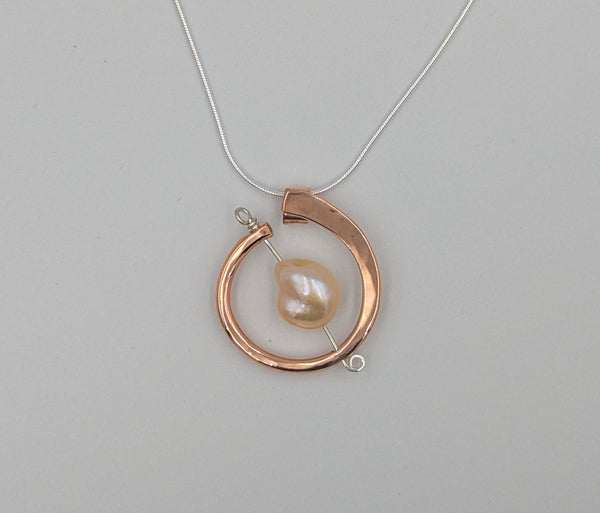 Copper Abstract Pearl Pendant