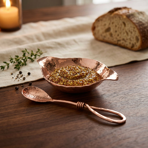 Copper Condiment Bowl & Relish Spoon Set