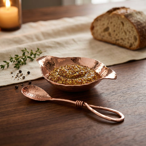 Copper Condiment Bowl & Relish Spoon Set