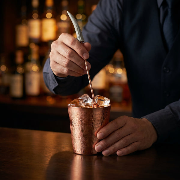 Copper Cup and Antler Bar Spoon Set