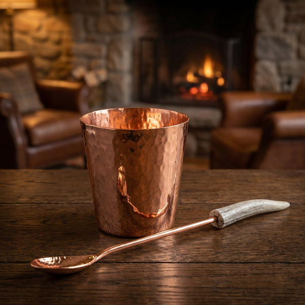 Copper Cup and Antler Bar Spoon Set