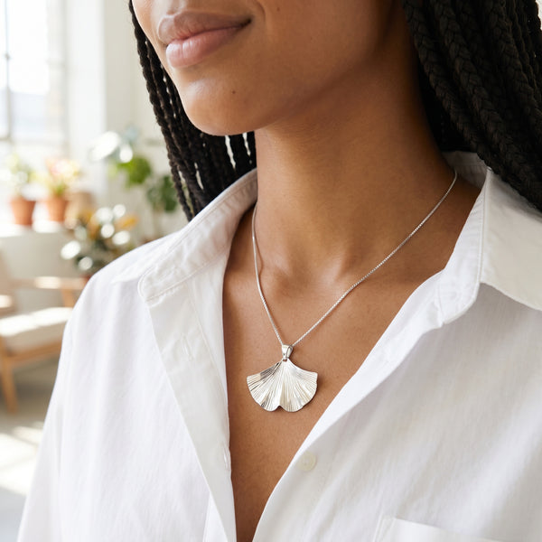 Silver Ginkgo Jewelry Set
