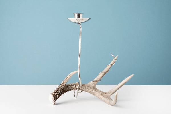 Silver Candlestick with Antler