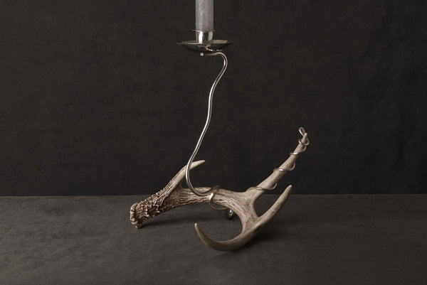 Silver Candlestick with Antler