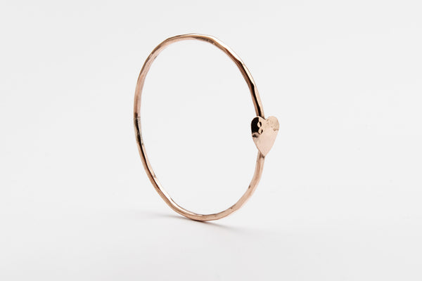 Copper Heart Bangle Bracelet