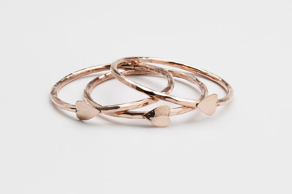 Copper Heart Bangle Bracelet