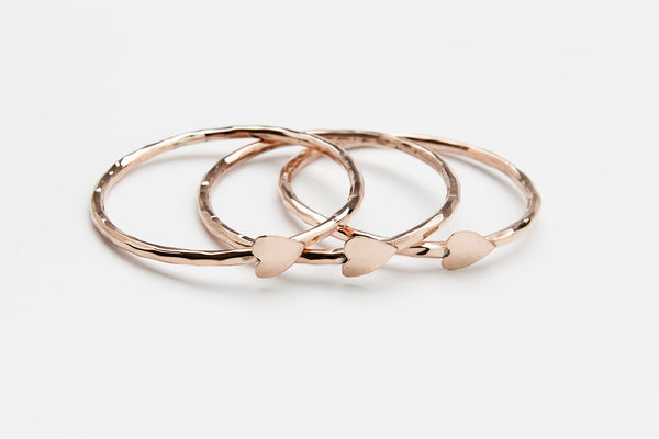 Copper Heart Bangle Bracelet