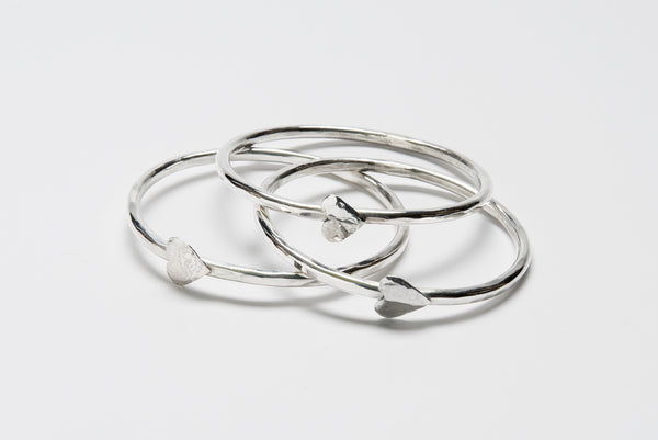 Sterling Silver Heart Bangle Bracelet