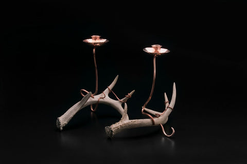 Copper Candelabra with Antler