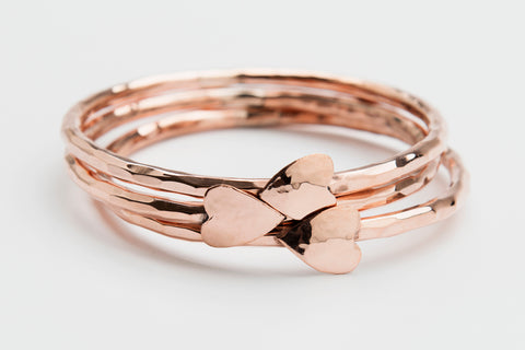 Copper Heart Bangle Bracelet