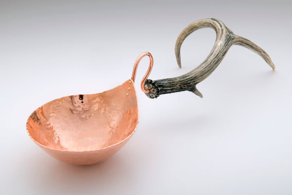 Copper Nut Bowl with Antler Handle