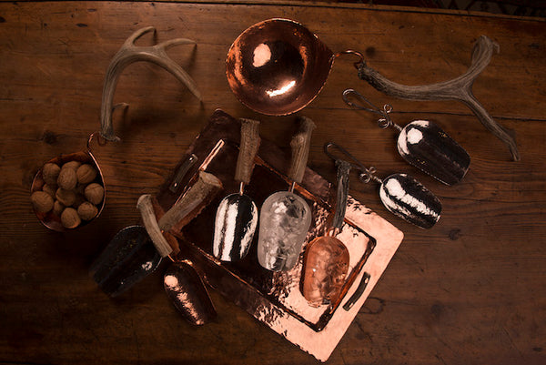 Copper Nut Bowl with Antler Handle