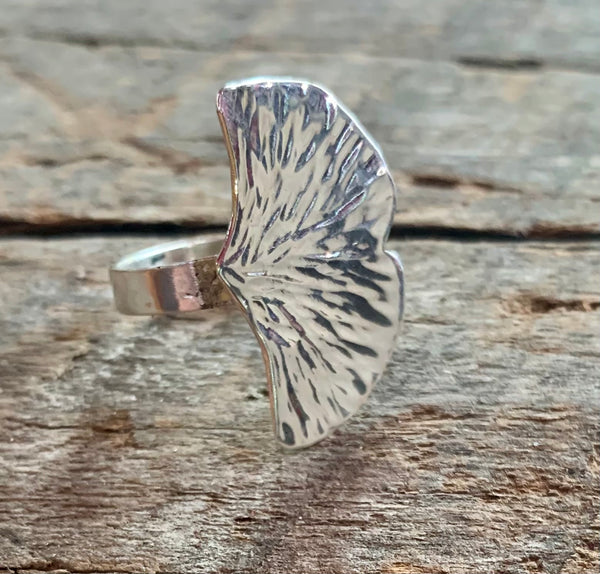 Sterling Silver Ginkgo Ring