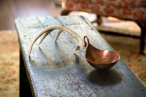 Copper Nut Bowl with Antler Handle