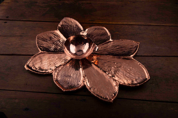 Copper Vegetable Flower Tray with Bowl