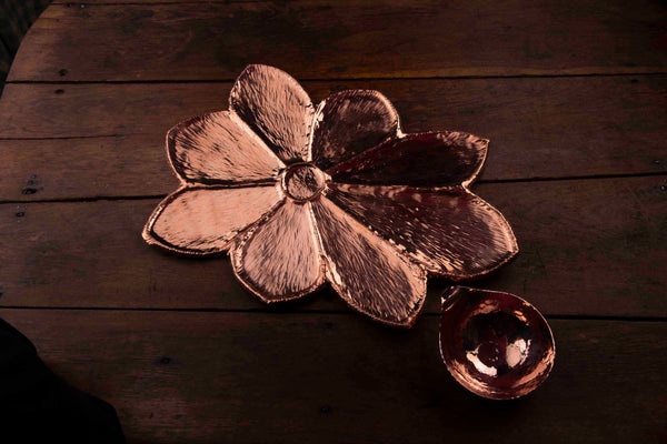 Copper Vegetable Flower Tray with Bowl