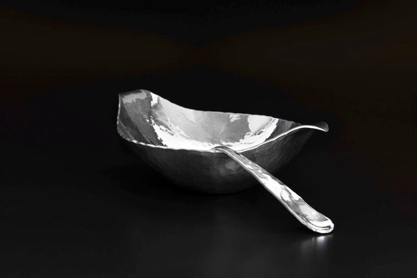 Silver Condiment Bowl & Spoon