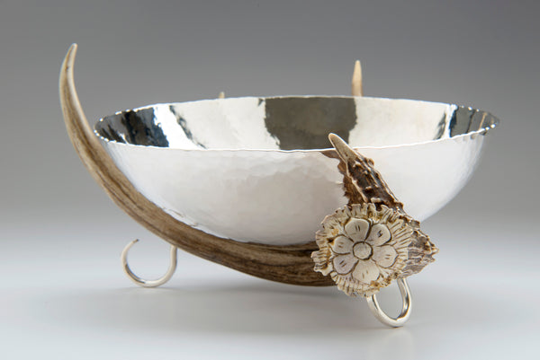 Silver Bowl with Antler Stand