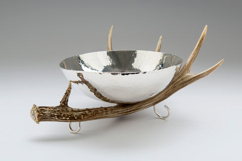 Silver Bowl with Antler Stand
