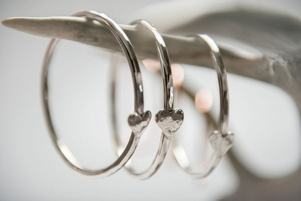 Sterling Silver Heart Bangle Bracelet